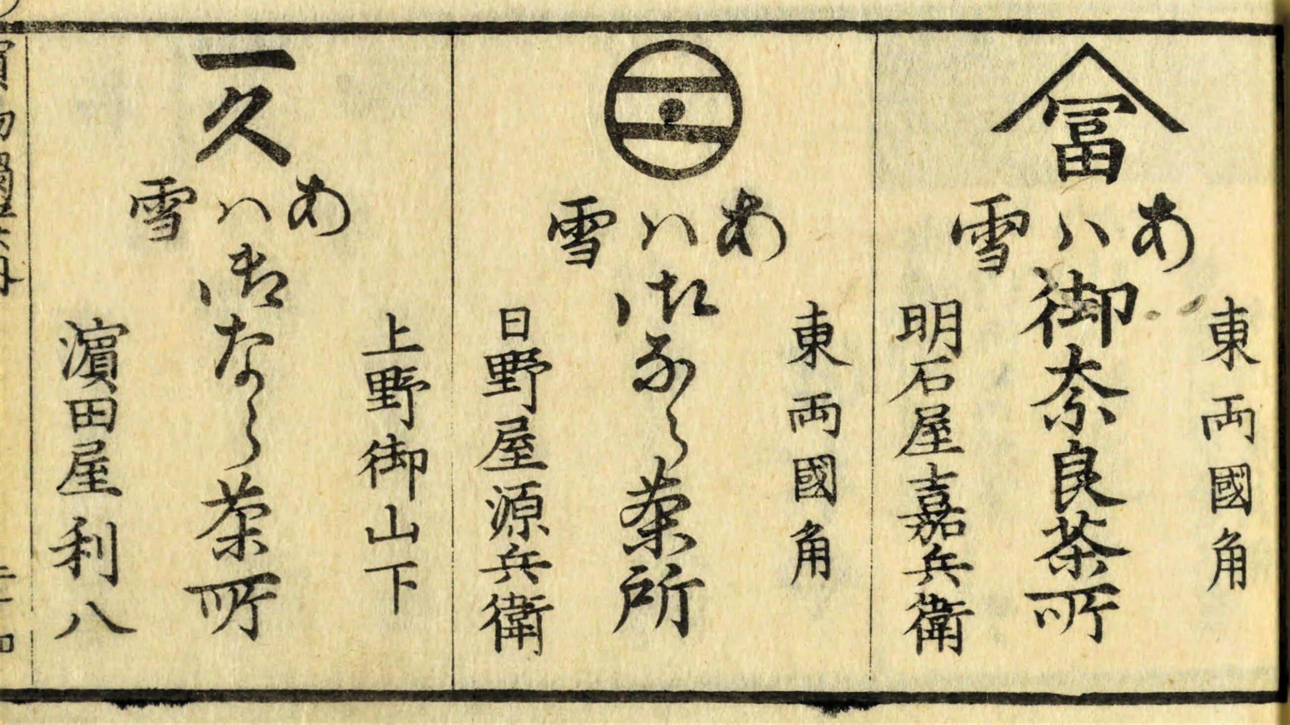 「御奈良茶所」の店々(『江戸買物独案内』国会図書館蔵)