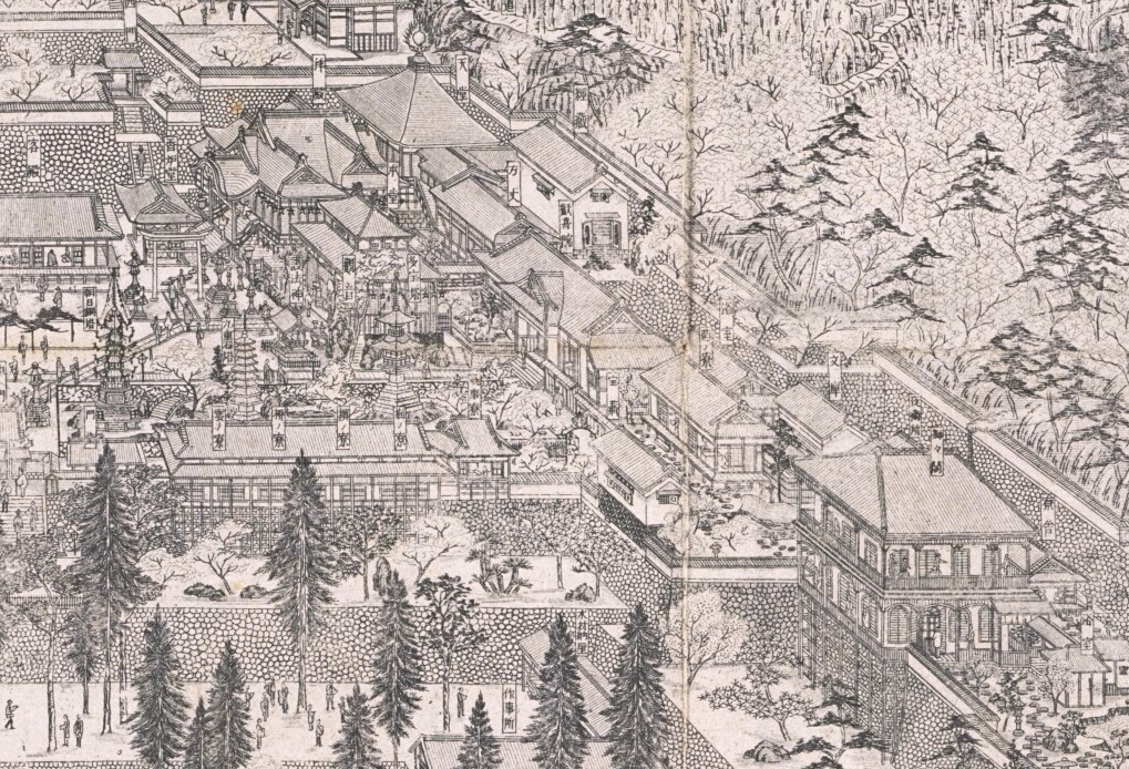 「大和国生駒山寶山寺境内真図」部分(1891年) 奈良県立図書情報館
