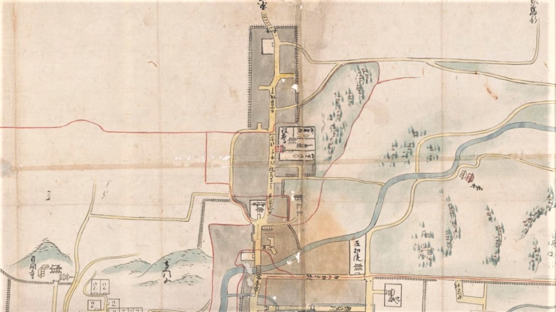 奈良坂周辺の鹿垣(「奈良町絵図」部分、奈良市文化財課 史料保存館蔵)