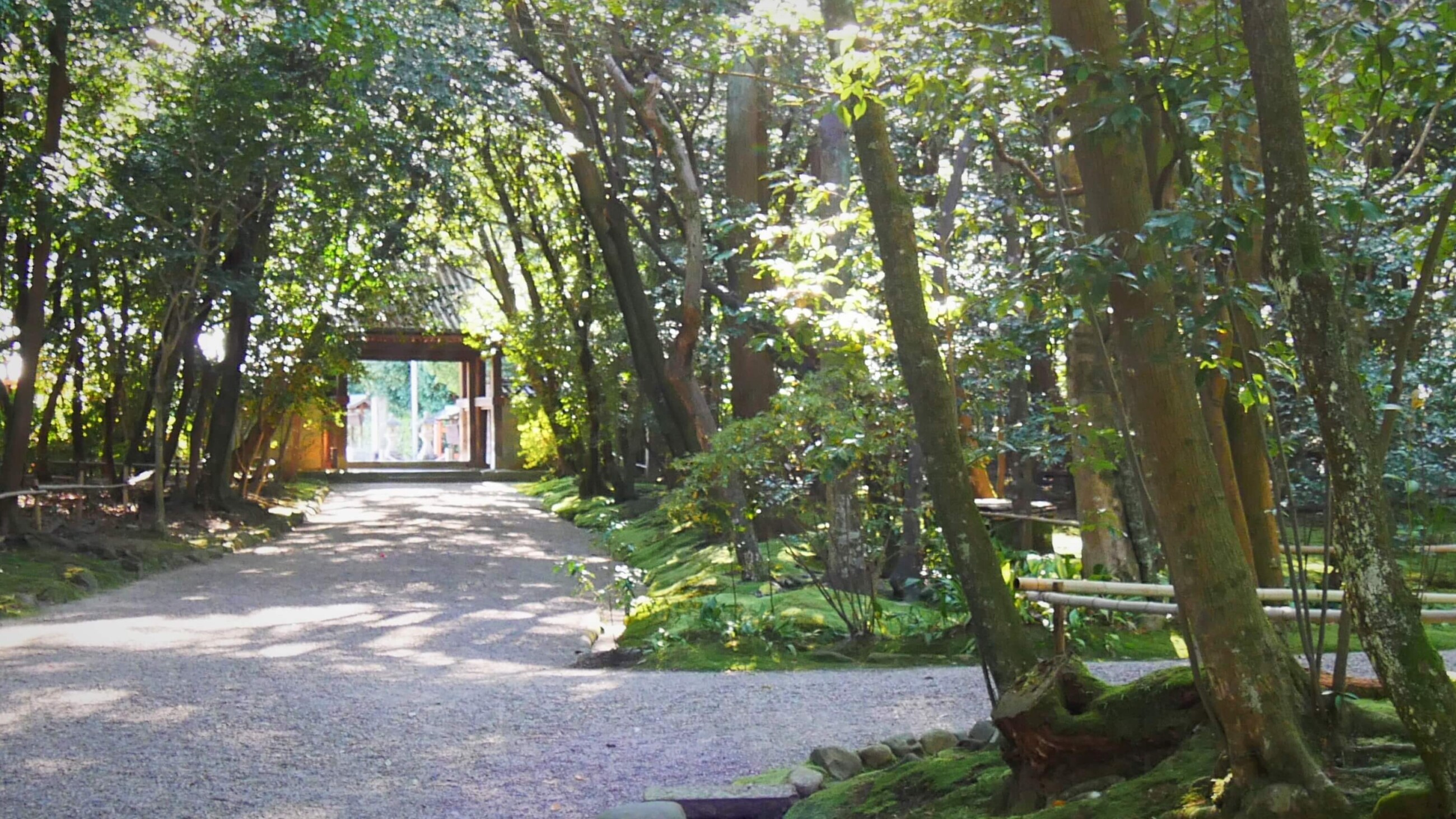 秋篠寺東門からの参道奥に見える南門