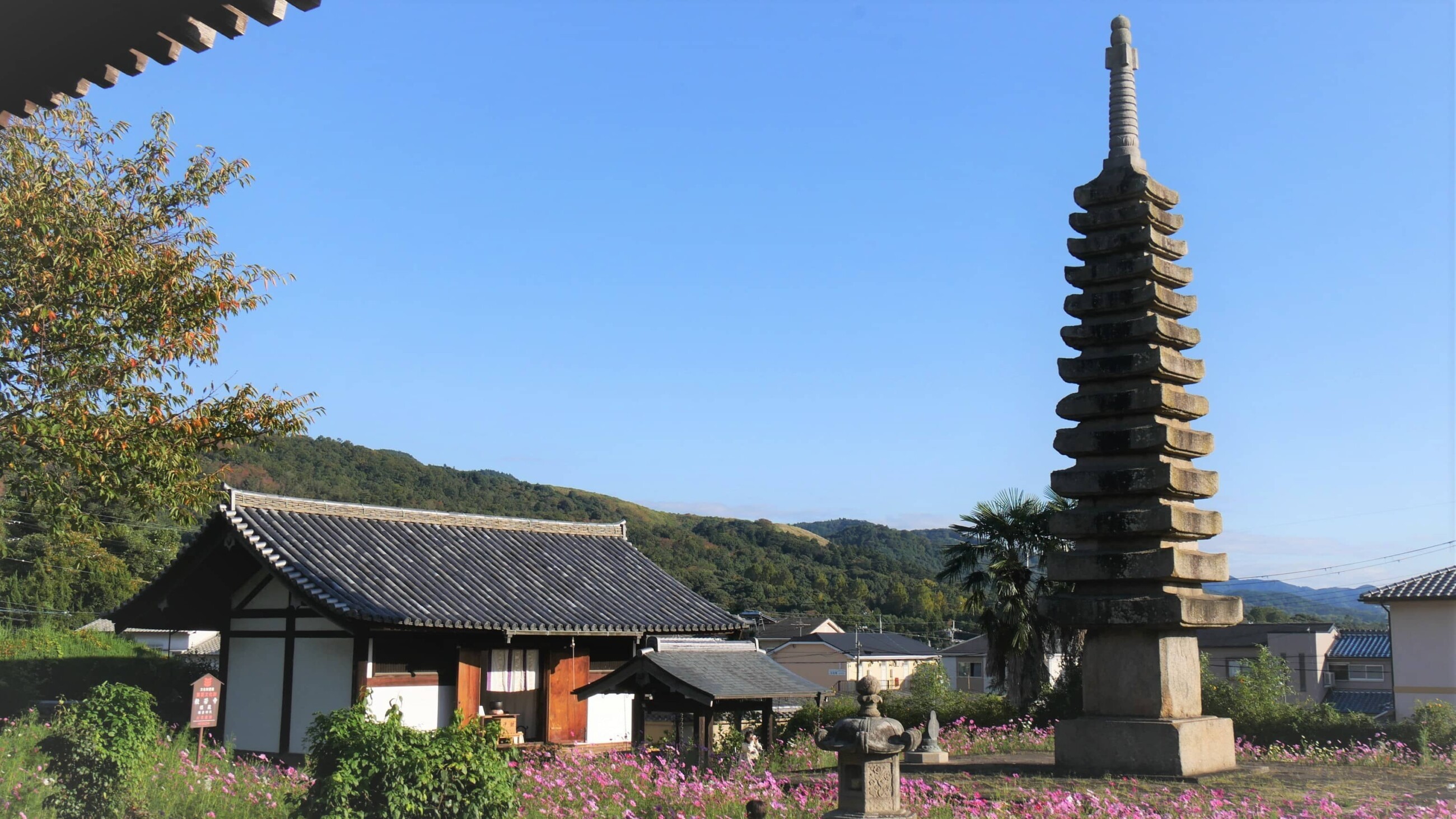 般若寺の鎌倉時代から残る経蔵と十三重石宝塔